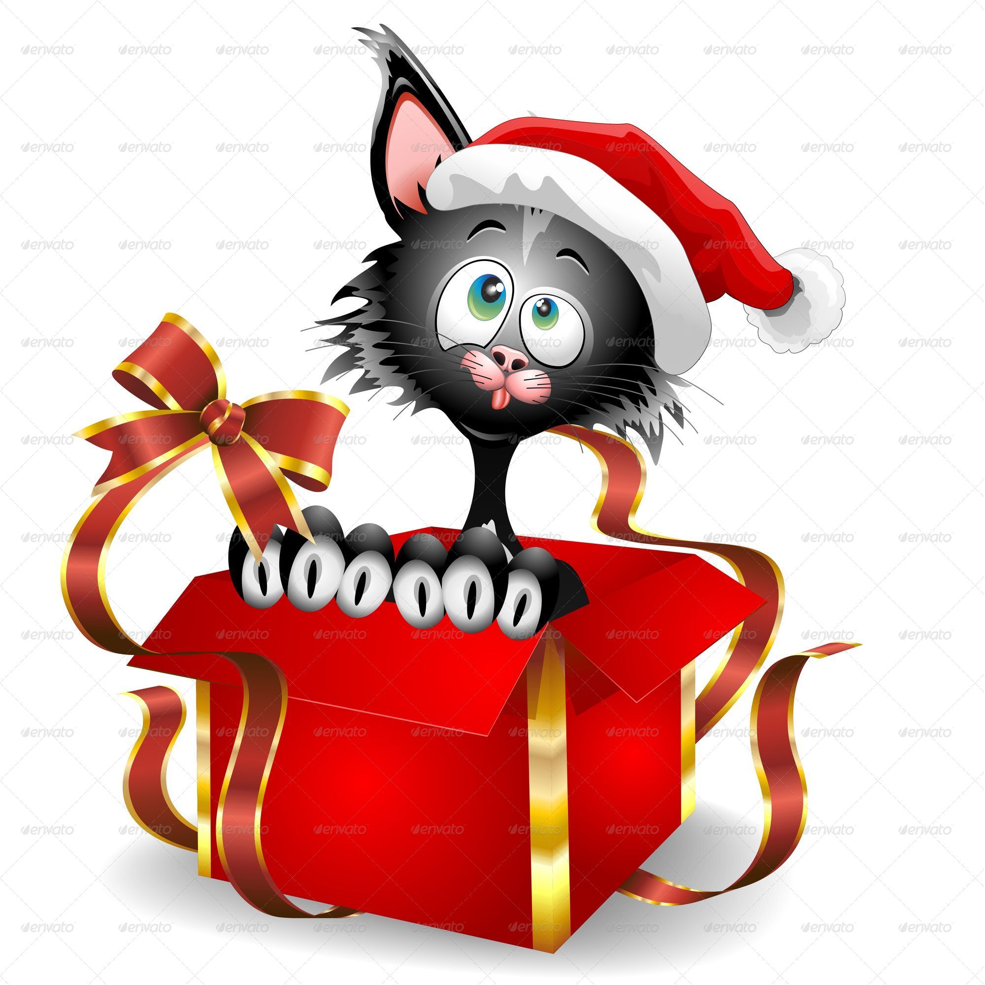 Cat Cartoon On Christmas T Vectors Graphicriver 9983